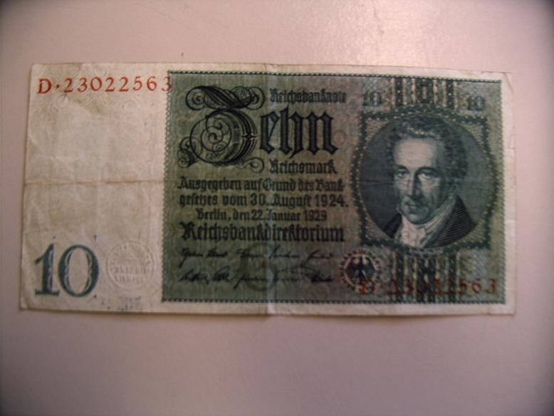 Reichsbanknote 10 Mark (Museum Petersberg CC BY-NC-SA)