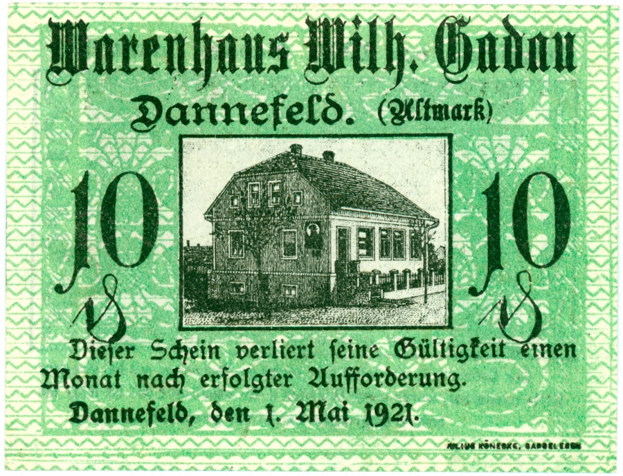 Serienschein Dannefeld - Altmark (10 Pfennig) (Kulturstiftung Sachsen-Anhalt CC BY-NC-SA)