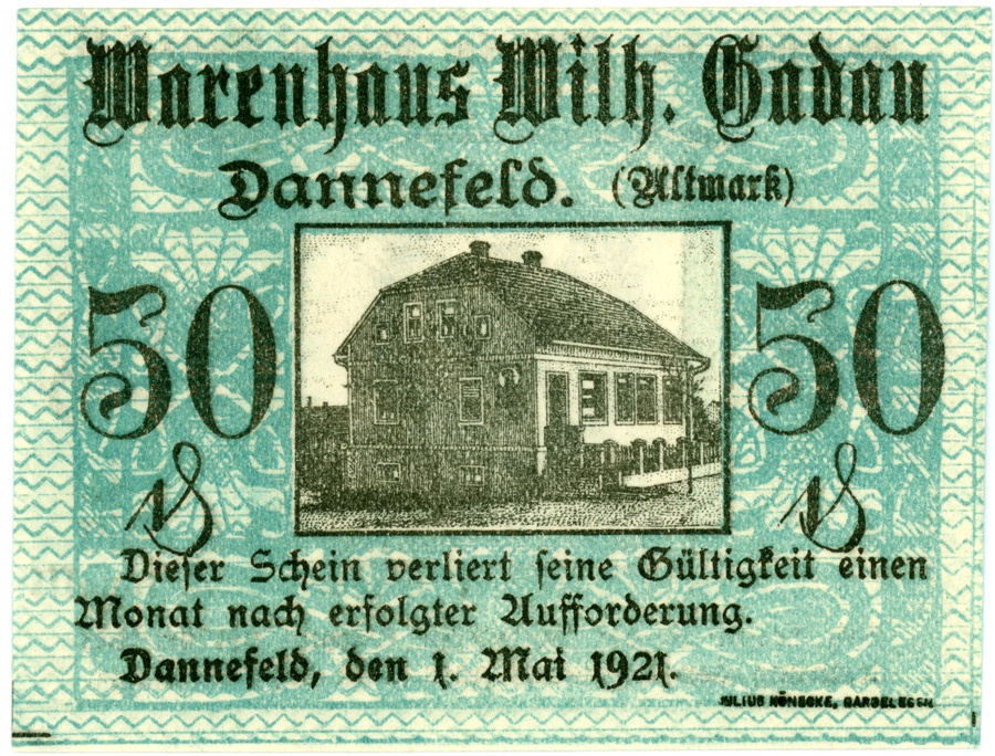 Serienschein Dannefeld - Altmark (50 Pfennig) (Kulturstiftung Sachsen-Anhalt CC BY-NC-SA)
