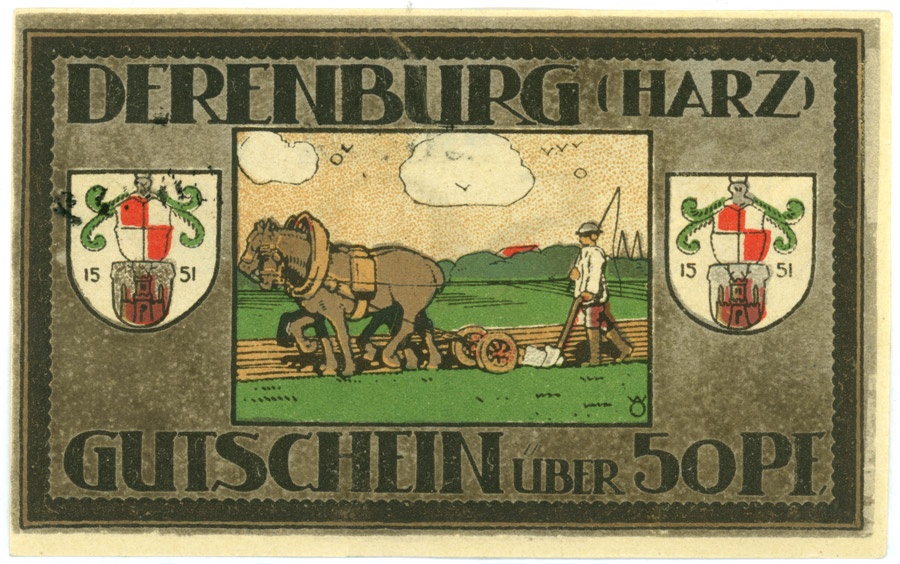 Serienschein Stadt Derenburg (50 Pfennig) (Kulturstiftung Sachsen-Anhalt CC BY-NC-SA)