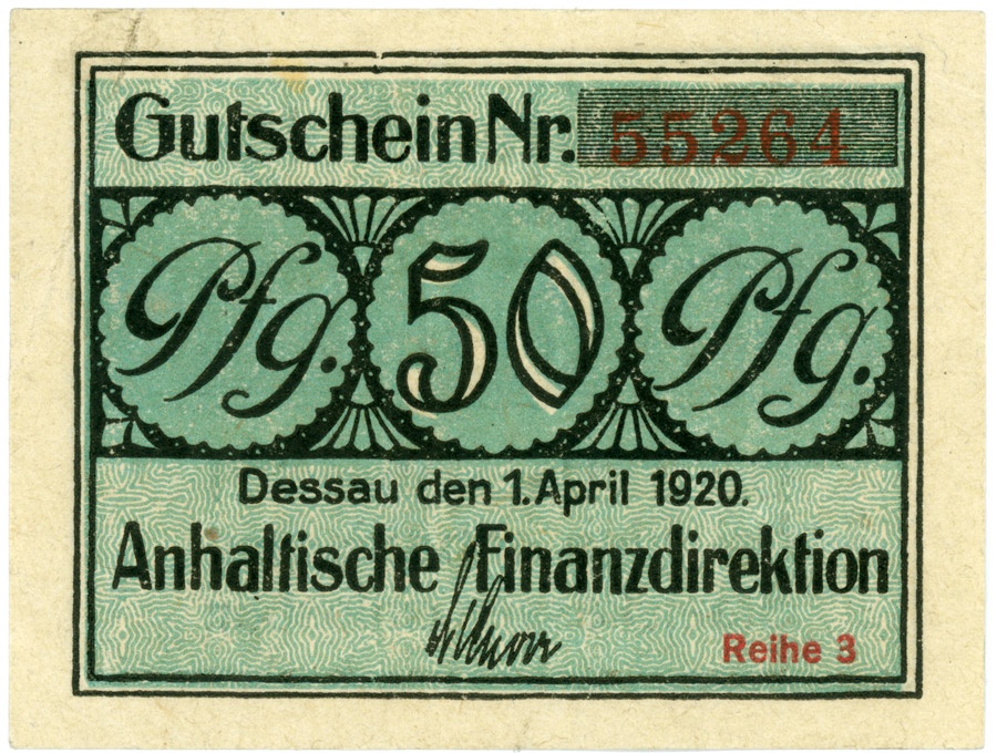 Notgeld Anhaltische Finanzdirektion Dessau (50 Pfennig) (Kulturstiftung Sachsen-Anhalt CC BY-NC-SA)