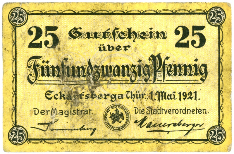 Serienschein Stadt  Eckartsberga (25 Pfennig) (Kulturstiftung Sachsen-Anhalt CC BY-NC-SA)