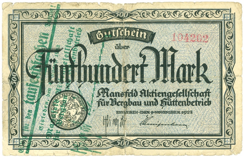 Schein der deutschen Inflation, Mansfeld AG (500.000 Mark) (Kulturstiftung Sachsen-Anhalt CC BY-NC-SA)