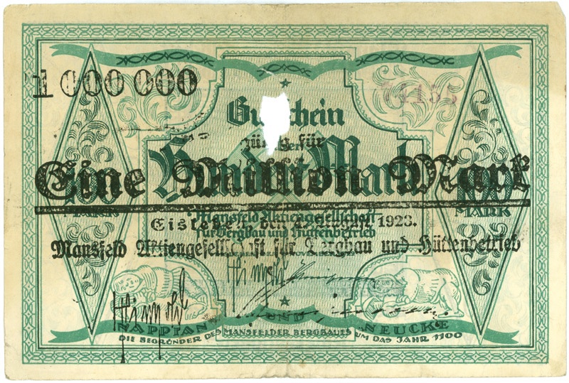 Schein der deutschen Inflation, Mansfeld AG (1.000.000 Mark) (Kulturstiftung Sachsen-Anhalt CC BY-NC-SA)