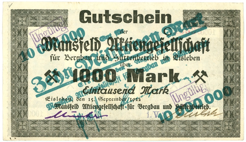 Schein der deutschen Inflation, Mansfeld AG (10.000.000 Mark) (Kulturstiftung Sachsen-Anhalt CC BY-NC-SA)