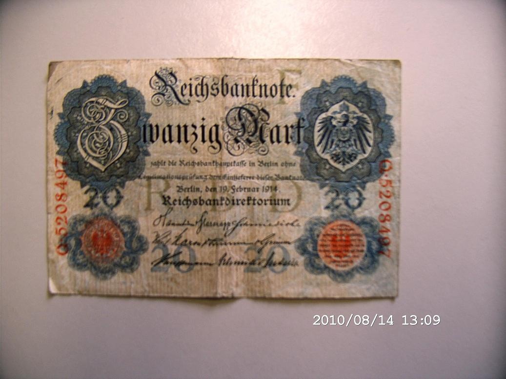Reichsbanknote 20 Mark (Museum Petersberg CC BY-NC-SA)