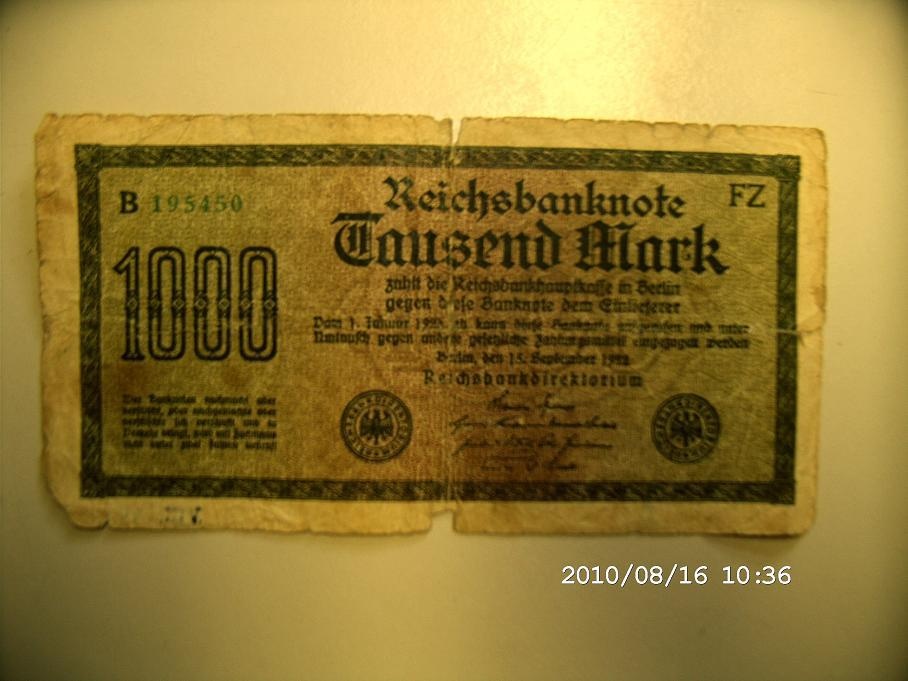 Reichsbanknote 1000 Mark (Museum Petersberg CC BY-NC-SA)