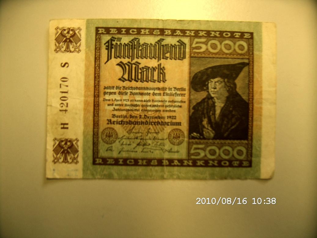 Reichsbanknote 5000 Mark (Museum Petersberg CC BY-NC-SA)