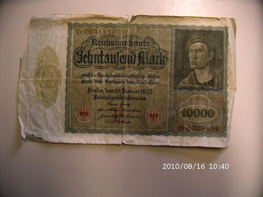 Reichsbanknote 10000 Mark (Museum Petersberg CC BY-NC-SA)