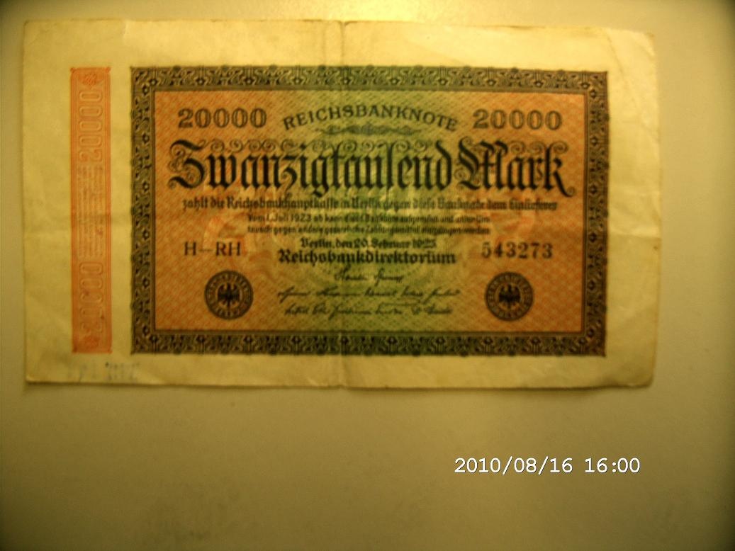 Reichsbanknote 20000 Mark (Museum Petersberg CC BY-NC-SA)