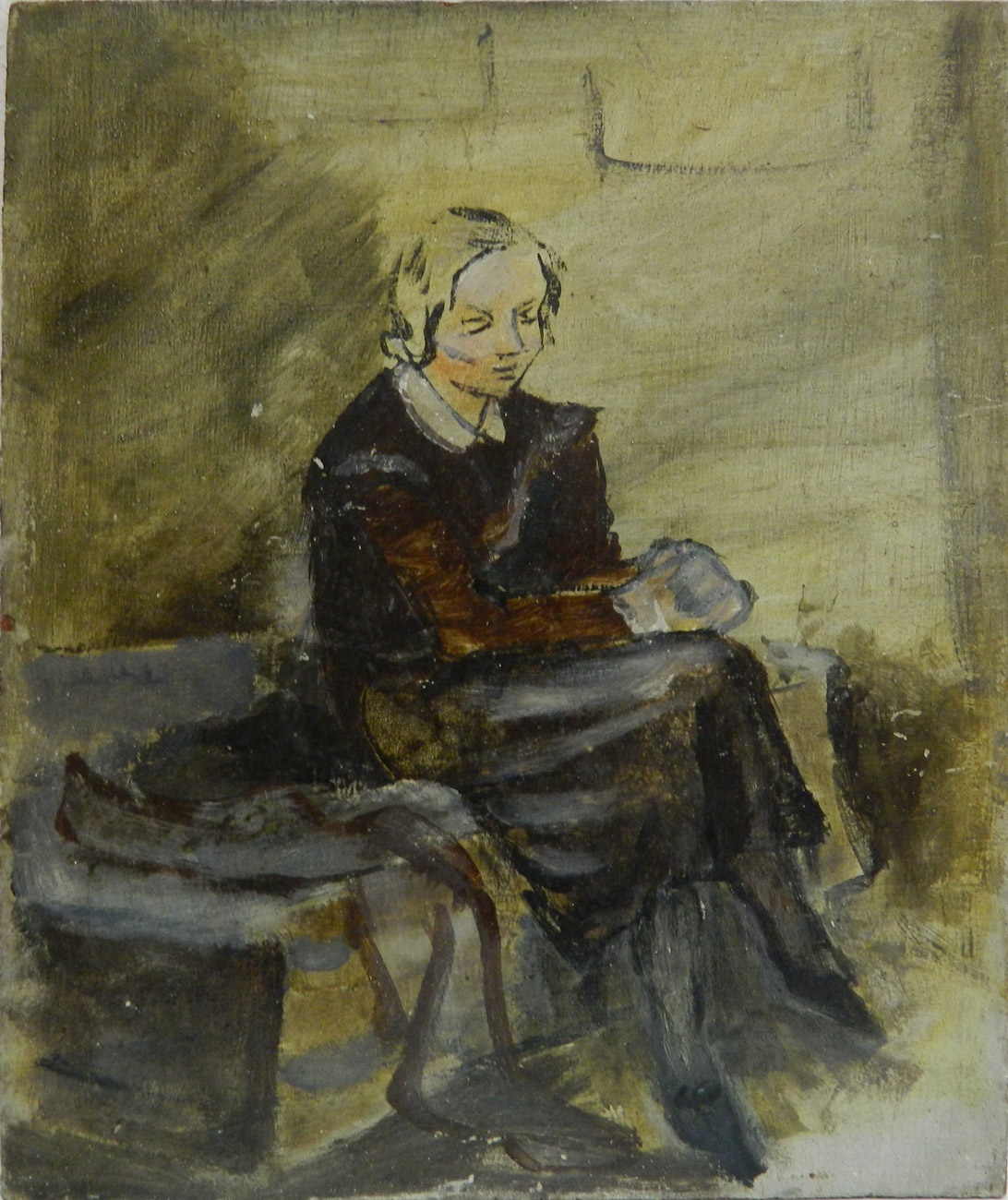 Sitzende Frau auf einer Bank (Harzmuseum Wernigerode CC BY-NC-SA)