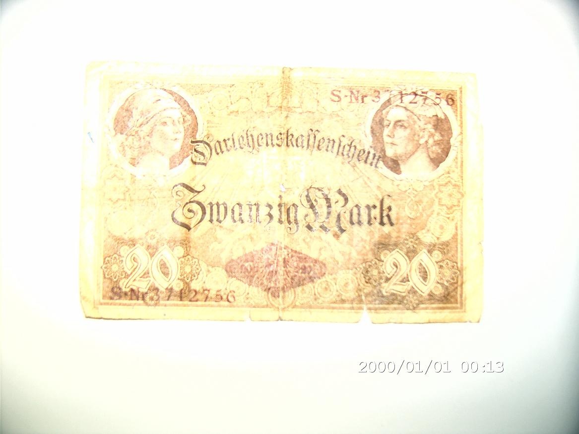 Darlehnskassenschein 20 Mark (Museum Petersberg CC BY-NC-SA)