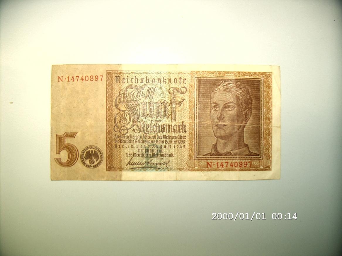 Reichsbanknote 5 Reichsmark (Museum Petersberg CC BY-NC-SA)