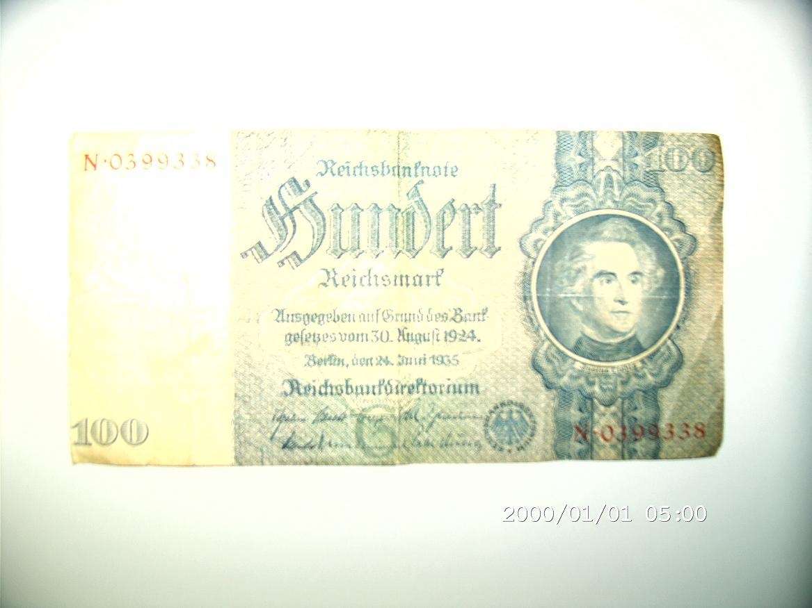 Reichsbanknote 100 Reichsmark (Museum Petersberg CC BY-NC-SA)