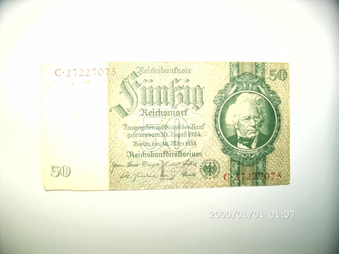Reichsbanknote 50 Reichsmark (Museum Petersberg CC BY-NC-SA)