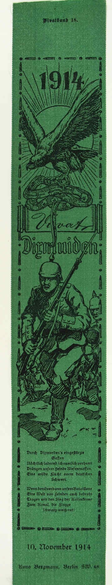 Vivatband anlässlich der Schlacht bei Dirmuiden, 1. Weltkrieg 1914 (Museum Weißenfels - Schloss Neu-Augustusburg CC BY-NC-SA)