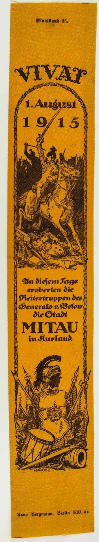 Vivatband anlässlich der Eroberung von Mitau, 1. Weltkrieg 1915 (Museum Weißenfels - Schloss Neu-Augustusburg CC BY-NC-SA)