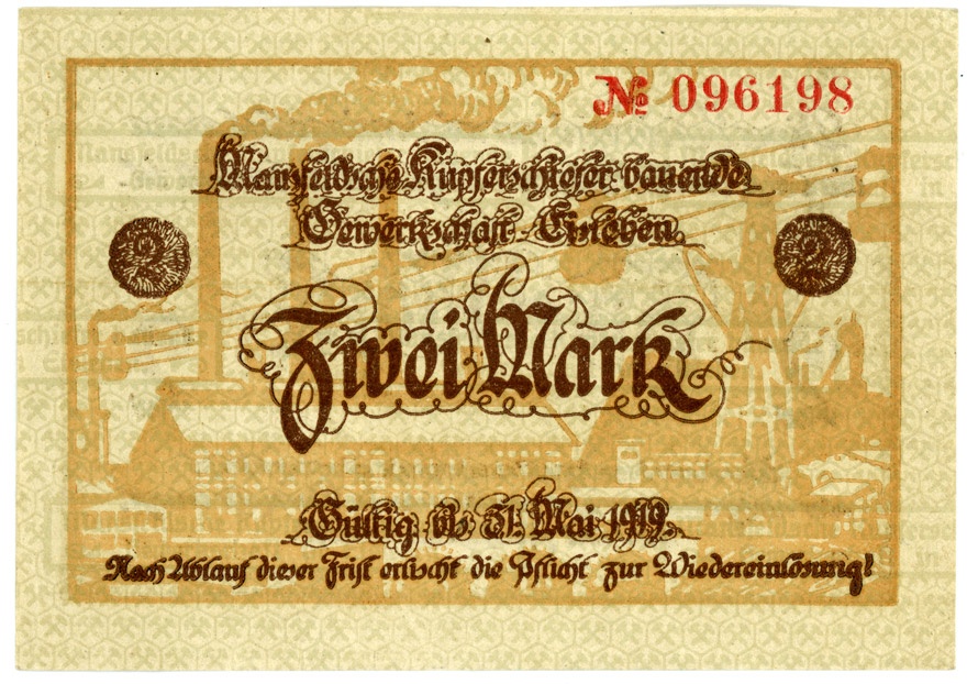Ersatzgeldschein Mansfeldsche Gewerkschaft (2 Mark) (Kulturstiftung Sachsen-Anhalt CC BY-NC-SA)