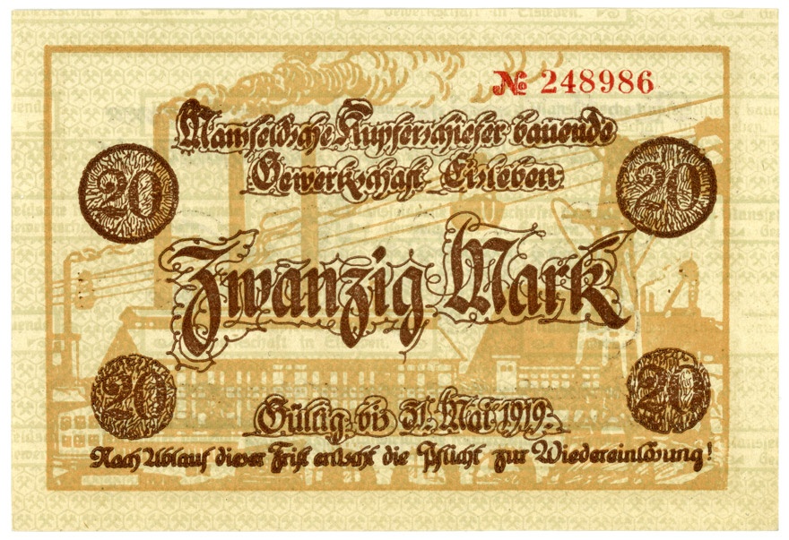 Ersatzgeldschein Mansfeldsche Gewerkschaft (20 Mark) (Kulturstiftung Sachsen-Anhalt CC BY-NC-SA)