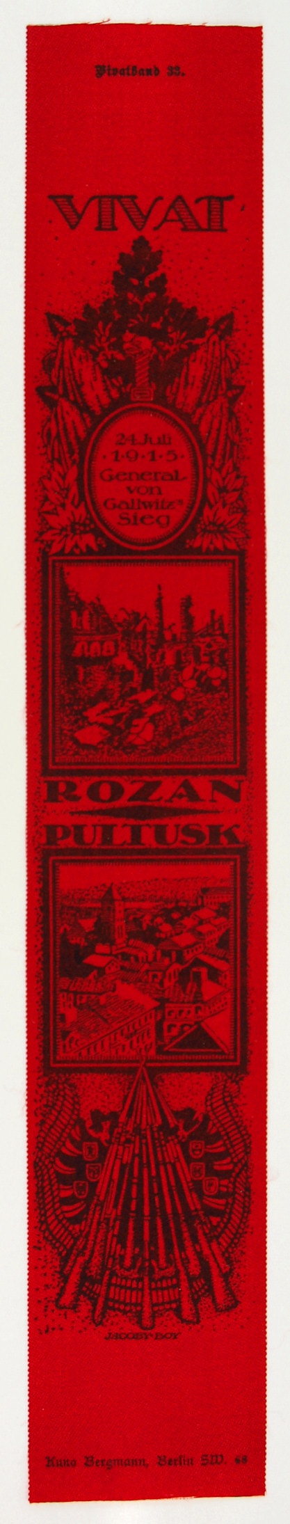 Vivatband anlässlich der Einnahme der Festungen Rozan und Pultusk, 1. Weltkrieg 1915 (Museum Weißenfels - Schloss Neu-Augustusburg CC BY-NC-SA)