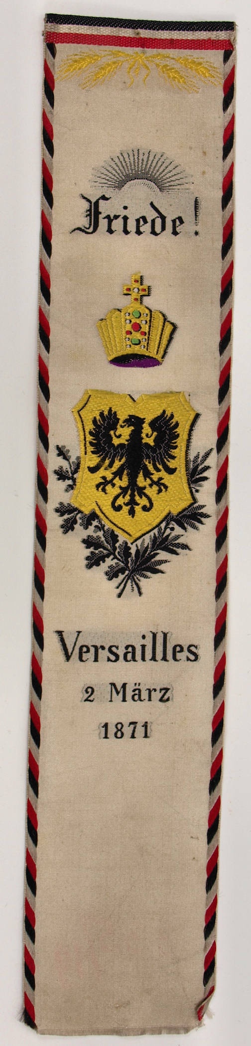 Vivatband anlässlich des Friedens von Versailles, Deutsch- Französicher Krieg 1871 (Museum Weißenfels - Schloss Neu-Augustusburg CC BY-NC-SA)