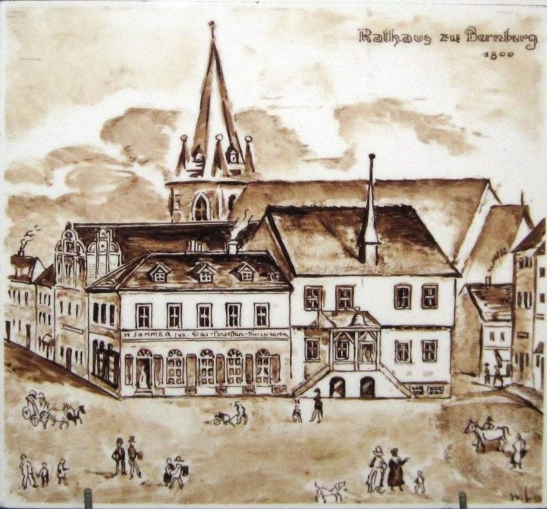 Bildplatte Marktplatz in Bernburg (Museum Schloss Bernburg CC BY-NC-SA)