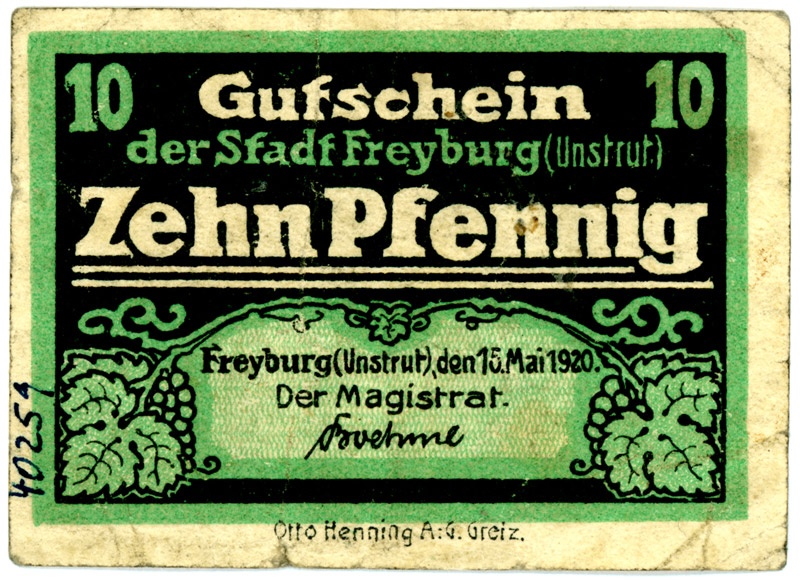Gutschein Stadt Freyburg (Unstrut) (10 Pfennig) (Kulturstiftung Sachsen-Anhalt CC BY-NC-SA)