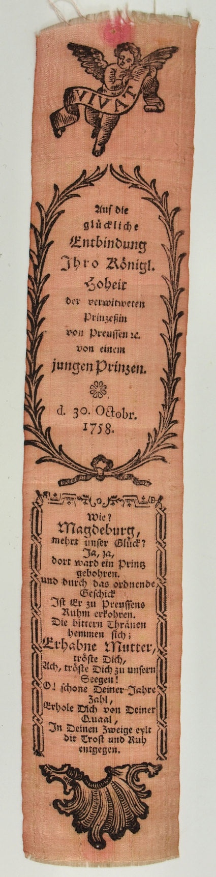 &quot;Vivat auf die glückliche Entbindung Ihro Königl. Hoheit... d. 30. Octobr. 1758 (Museum Weißenfels - Schloss Neu-Augustusburg CC BY-NC-SA)