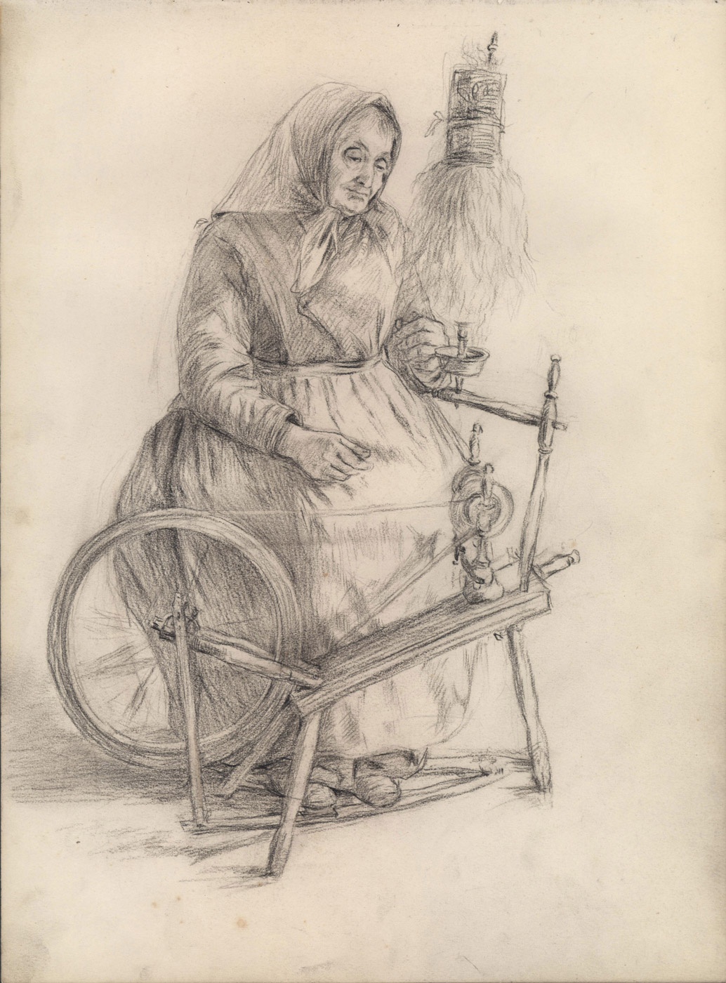 Frau am Spinnrad (Harzmuseum Wernigerode CC BY-NC-SA)