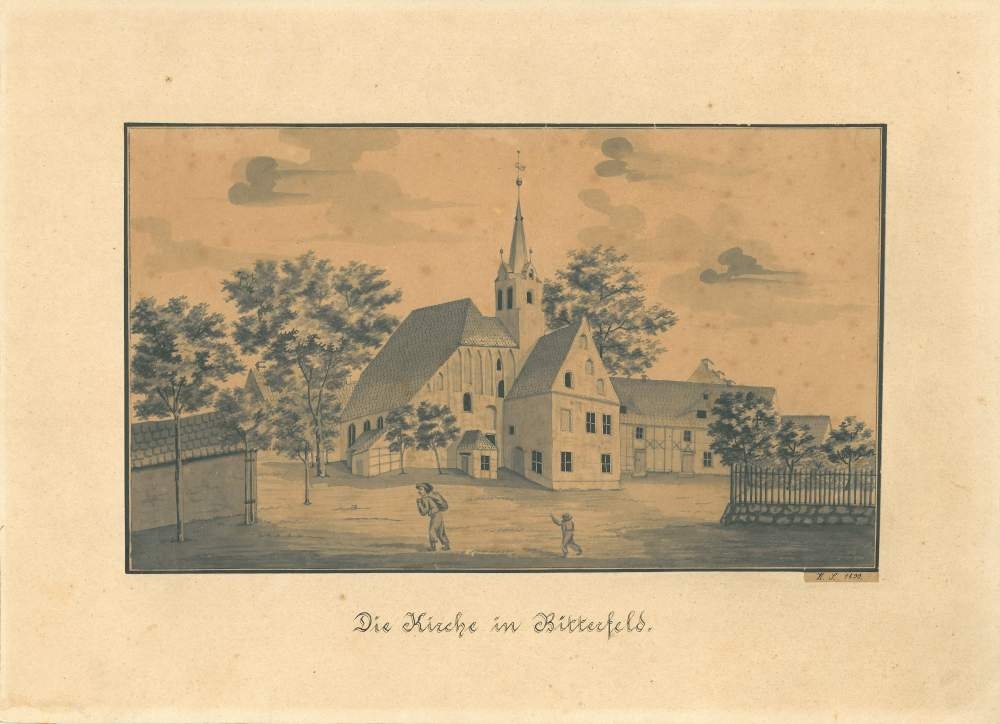 Handzeichnung - Antoniuskirche Bitterfeld (Kreismuseum Bitterfeld CC BY-NC-SA)