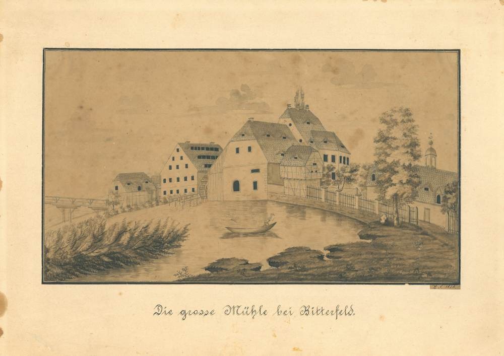 Handzeichnung - Mühle bei Bitterfeld (Kreismuseum Bitterfeld CC BY-NC-SA)