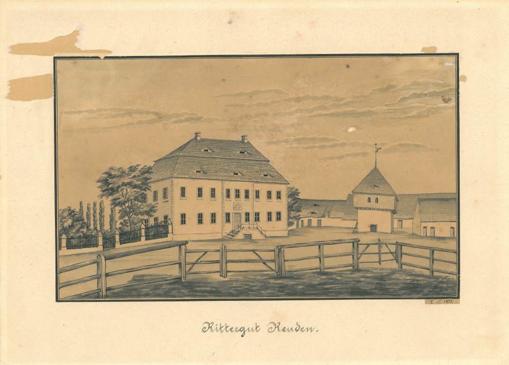 Handzeichnung - Rittergut Reuden (Kreismuseum Bitterfeld CC BY-NC-SA)
