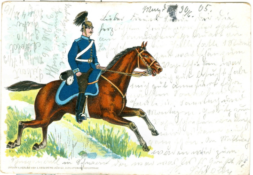 Postkarte an den Füselier John. Förster, 4. Komp. Magdeburger Füselier-Regiment Nr.36, 1905 (Museum Weißenfels - Schloss Neu-Augustusburg CC BY-NC-SA)