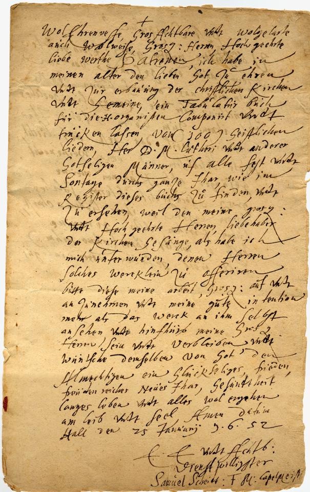 Brief von Samuel Scheidt an den Rat der Stadt Bitterfeld (Stiftung Händel-Haus Halle CC BY-NC-SA)