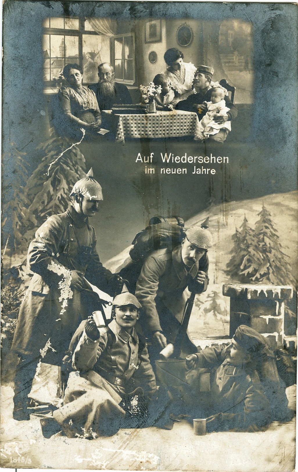 Feldpostkarte mit Neujahrsgrüßen, 3. Januar 1915, Militärpostkarte, 1. Weltkrieg (Museum Weißenfels - Schloss Neu-Augustusburg CC BY-NC-SA)