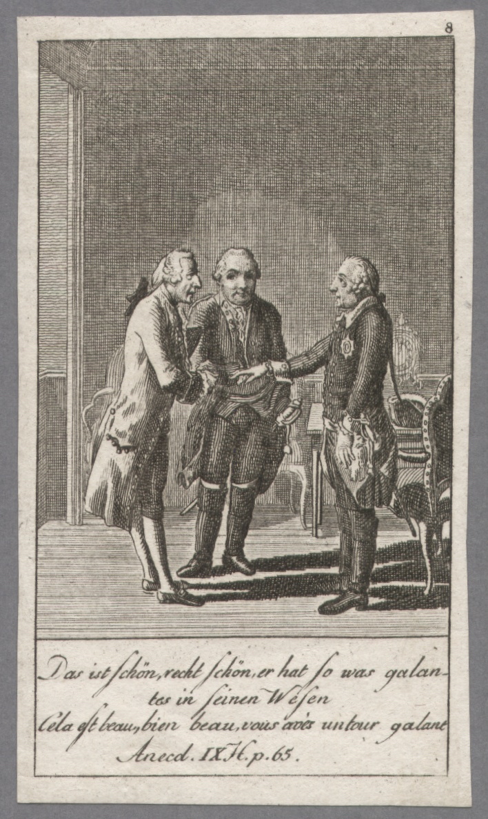 Audienz Christian Fürchtegott Gellerts bei Friedrich II. im Jahr 1760 (Gleimhaus Halberstadt CC BY-NC-SA)