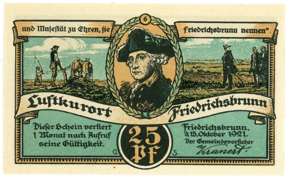 Serienschein Gemeinde Friedrichsbrunn (75 Pfennig) (Kulturstiftung Sachsen-Anhalt CC BY-NC-SA)