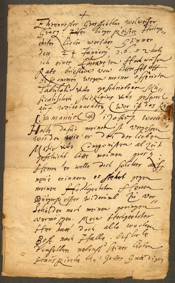 Brief von Samuel Scheidt an Georg Cramer (Stiftung Händel-Haus Halle CC BY-NC-SA)