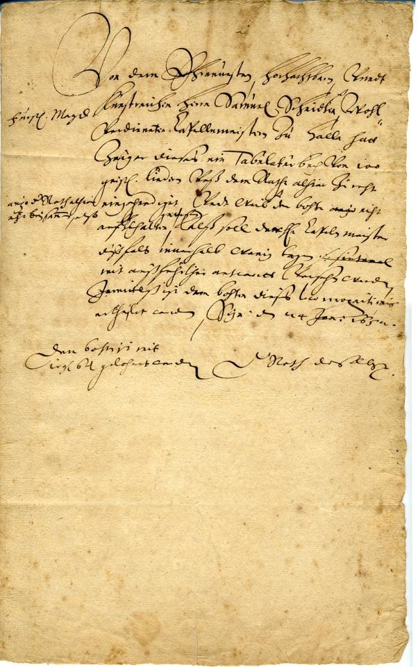 Brief des Rates der Stadt Bitterfeld an Samuel Scheidt (Konzept) (Stiftung Händel-Haus Halle CC BY-NC-SA)