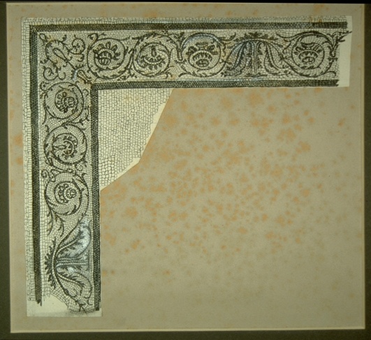 Fragment s/w-Mosaik: Zwei Seiten einer Rankeneinfassung (Winckelmann-Museum Stendal CC BY-NC-SA)