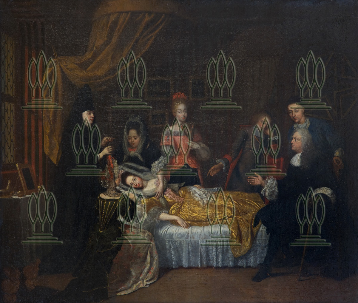 Fürst Johann Georg II. und seine Gemahlin am Krankenlager ihrer Tochter (Kulturstiftung Dessau-Wörlitz CC BY-NC-SA)