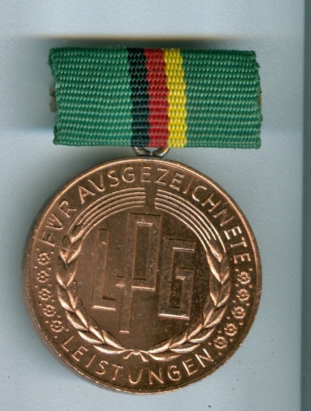 Medaille für ausgezeichnete Leistungen in den landwirtschaftlichen Produktionsgenossenschaften, DDR, 2. Hälfte 20. Jh. (Museum Weißenfels - Schloss Neu-Augustusburg CC BY-NC-SA)