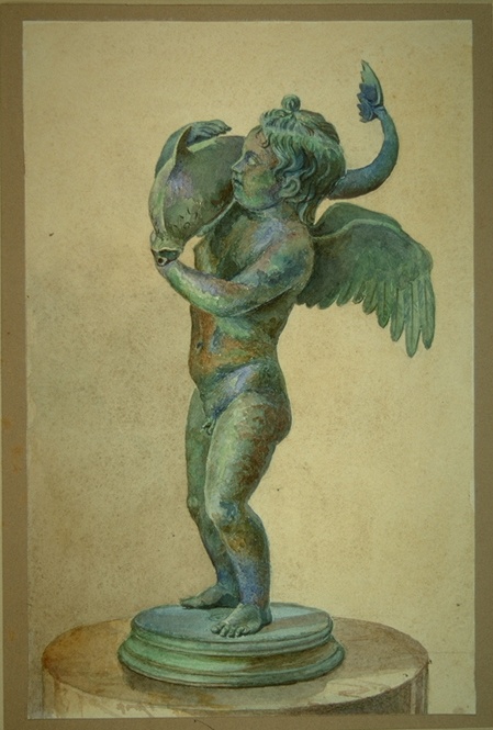 Putto mit Delphin, Bronzestatuette (Winckelmann-Museum Stendal CC BY-NC-SA)