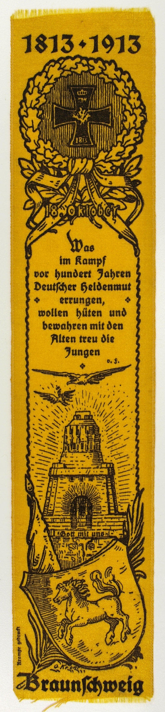 Vivatband anlässlich der Enthüllung des Völkerschlachtdenkmals, 18.10.1913 (Museum Weißenfels - Schloss Neu-Augustusburg CC BY-NC-SA)