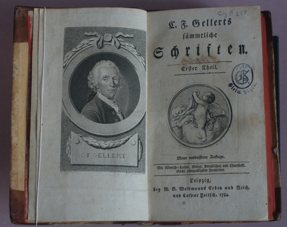 Frontispiz zu: C. F. Gellerts sämmtliche Schriften 1. Tl. 2. Aufl., Leipzig 1784 (Gleimhaus Halberstadt CC BY-NC-SA)