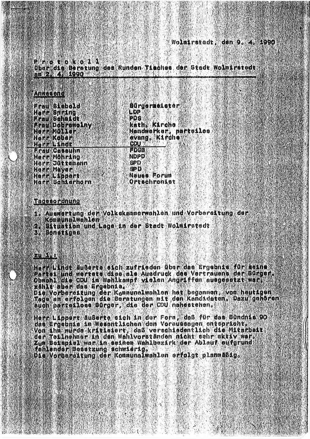 Protokoll Sitzung Runder Tisch Wolmirstedt, 02.04.1990 (Museum Wolmirstedt RR-F)
