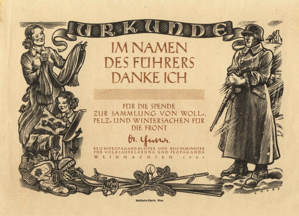 Urkunde für Kleiderspende (Museum Wolmirstedt RR-F)