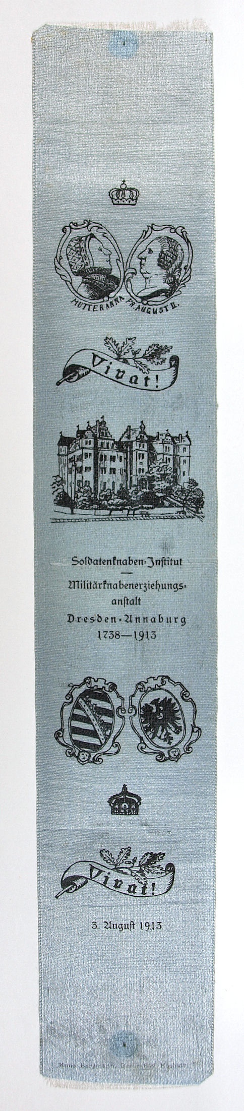 Vivatband Soldatenknaben-Institut Dresden-Annaburg 1738-1913 (Museum Weißenfels - Schloss Neu-Augustusburg CC BY-NC-SA)