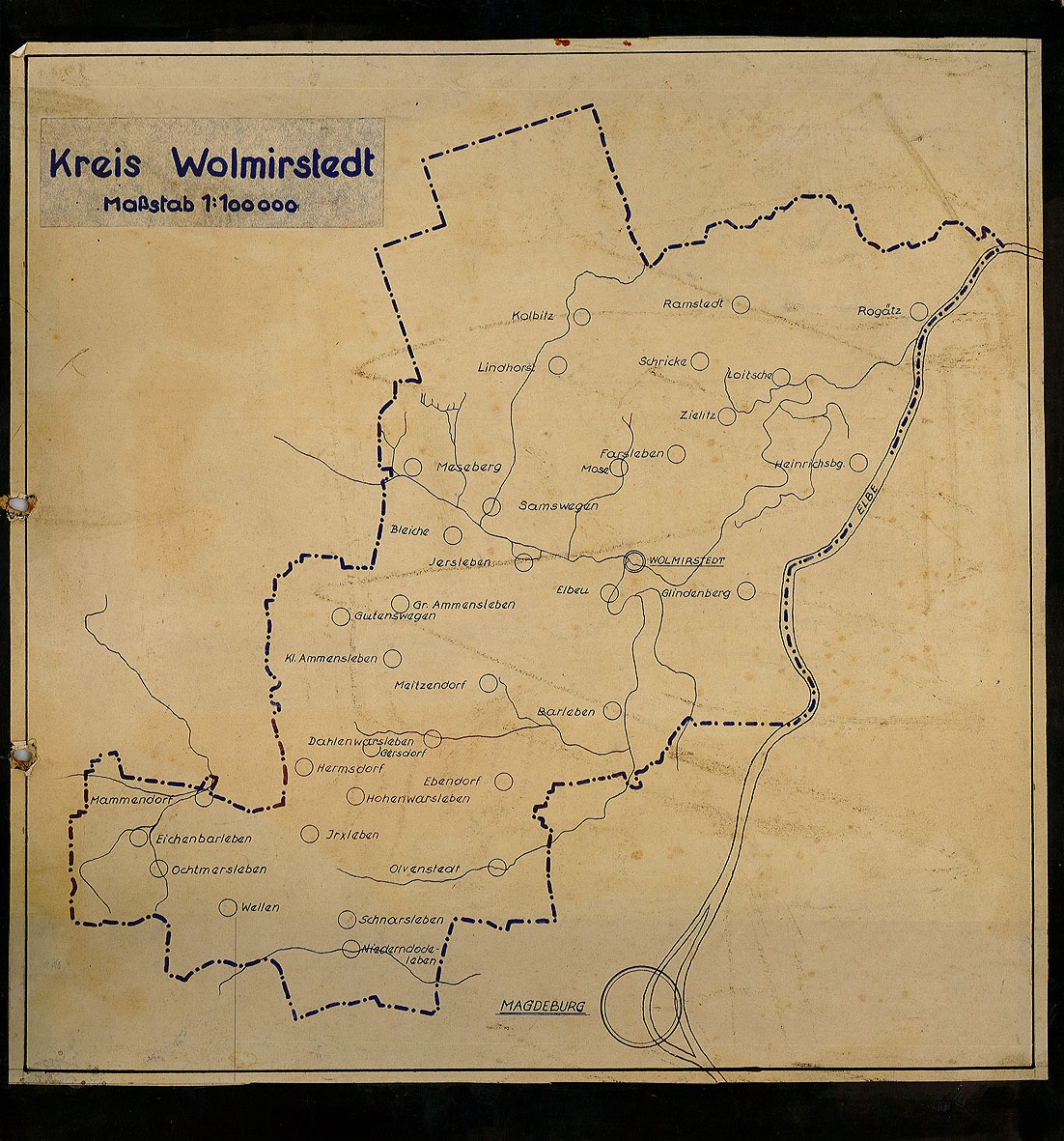 Karte Kreis WMS mit Eintragungen der vorgeschichtlichen Kulturgruppen (Museum Wolmirstedt RR-F)