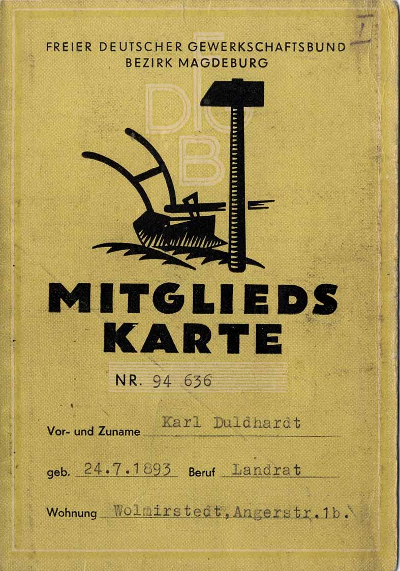 DFGB-Mitgliedskarte von Karl Duldhardt (Museum Wolmirstedt RR-F)
